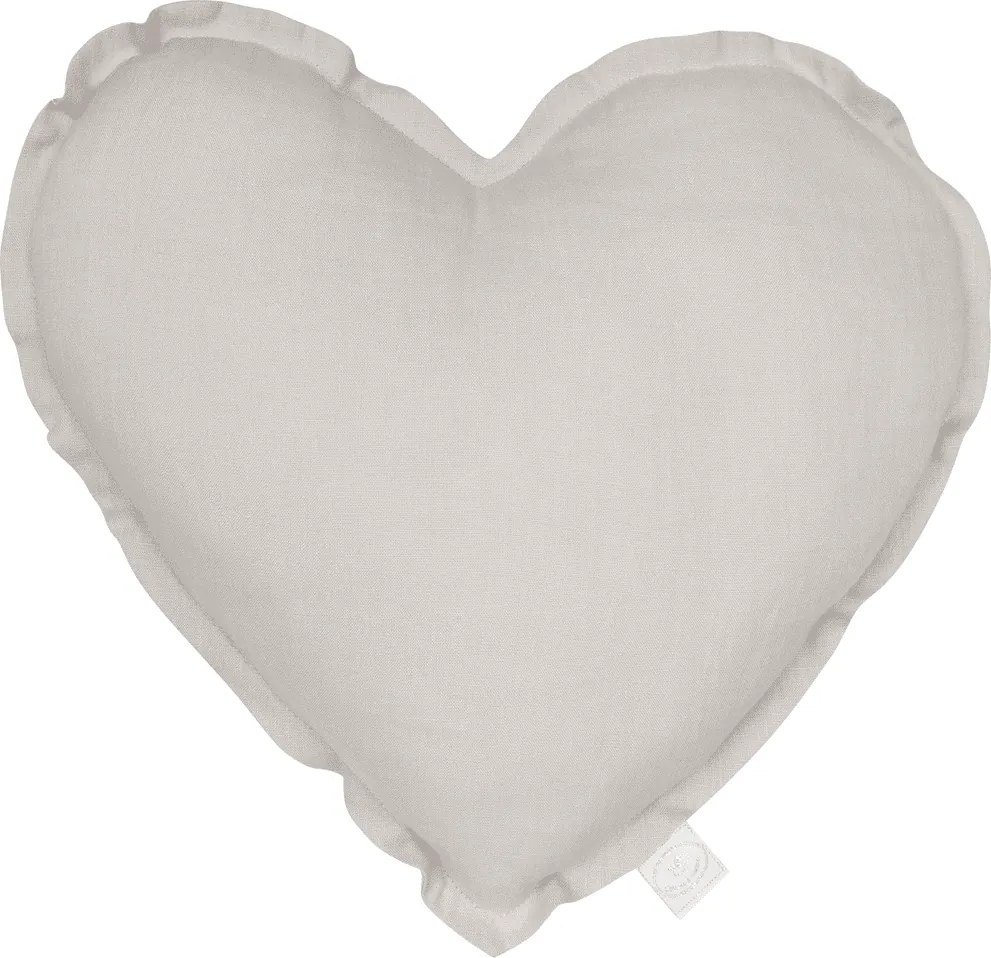 Ľanový vankúš srdca svetlo šedá 44cm