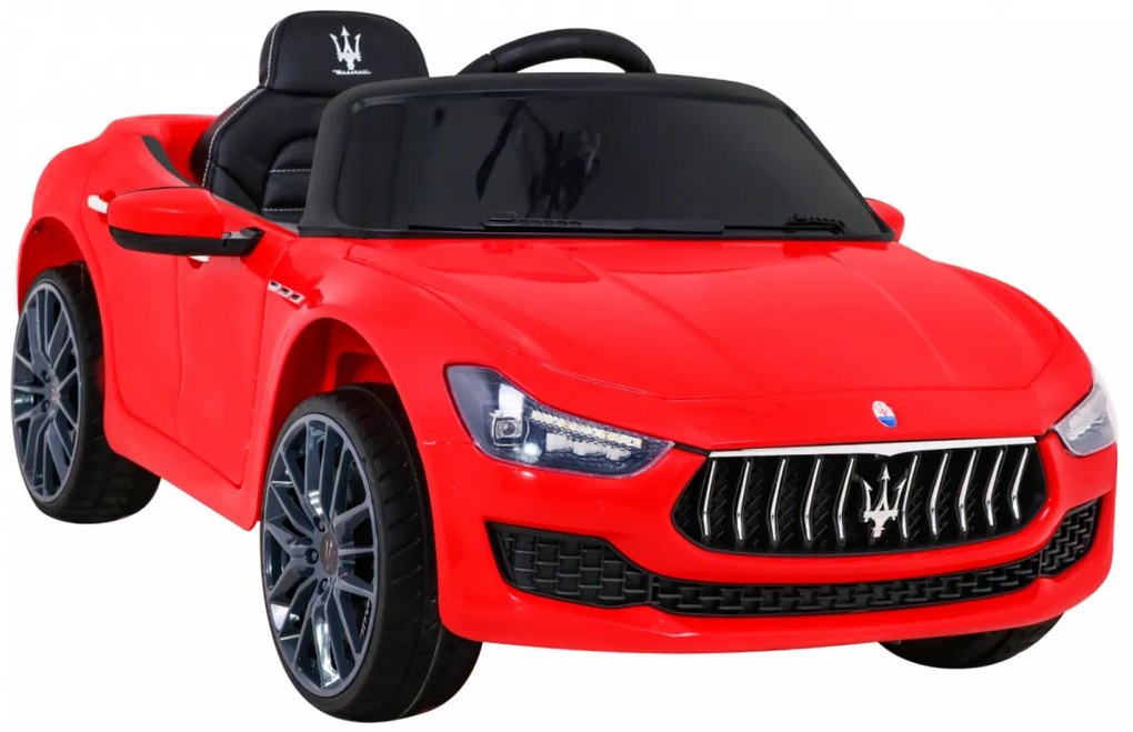 Detské auto Maserati Ghibli na batérie, červené + diaľkové ovládanie + pomalý štart + EVA + MP3, USB + LED
