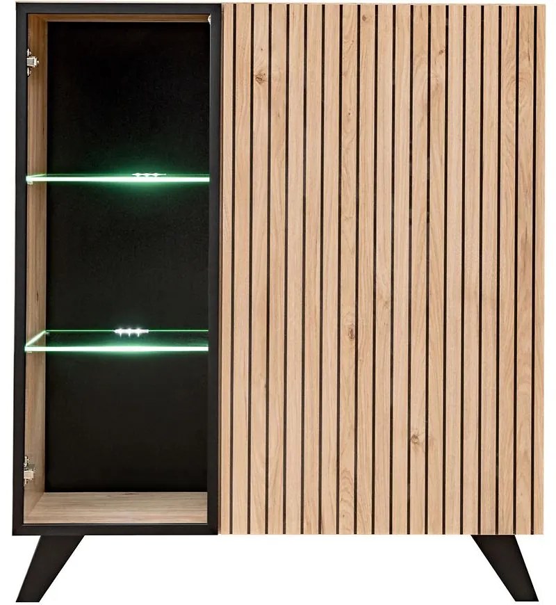 Liam Vitrína nízky Hjz Lm Wsn Hickory Jackson/čierna