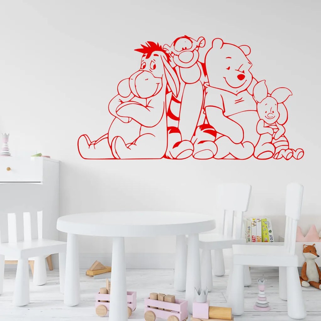 Veselá Stena Samolepka Macko Pú a kamaráti Farba: hnědá, Veľkosť: 100 x 55 cm