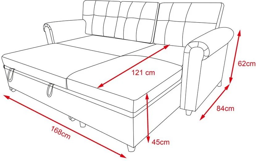 Rohová rozkladacia sedacia súprava Catini NESTA hnedá