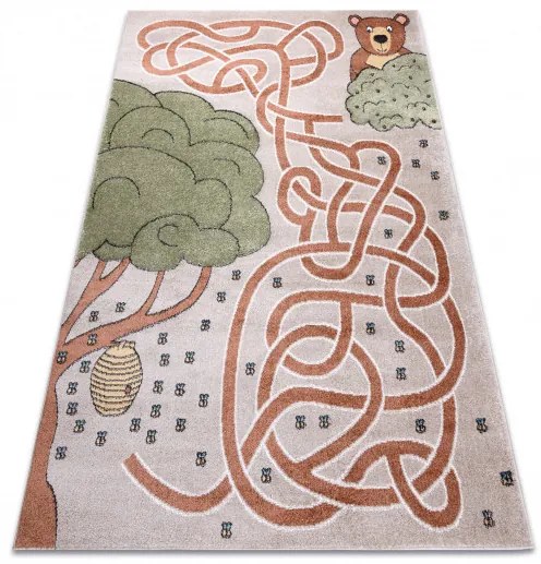 Detský kusový koberec Fun Honey with Bear beige, 200x290, hnedá, detská izba, Dywany Łuszczów