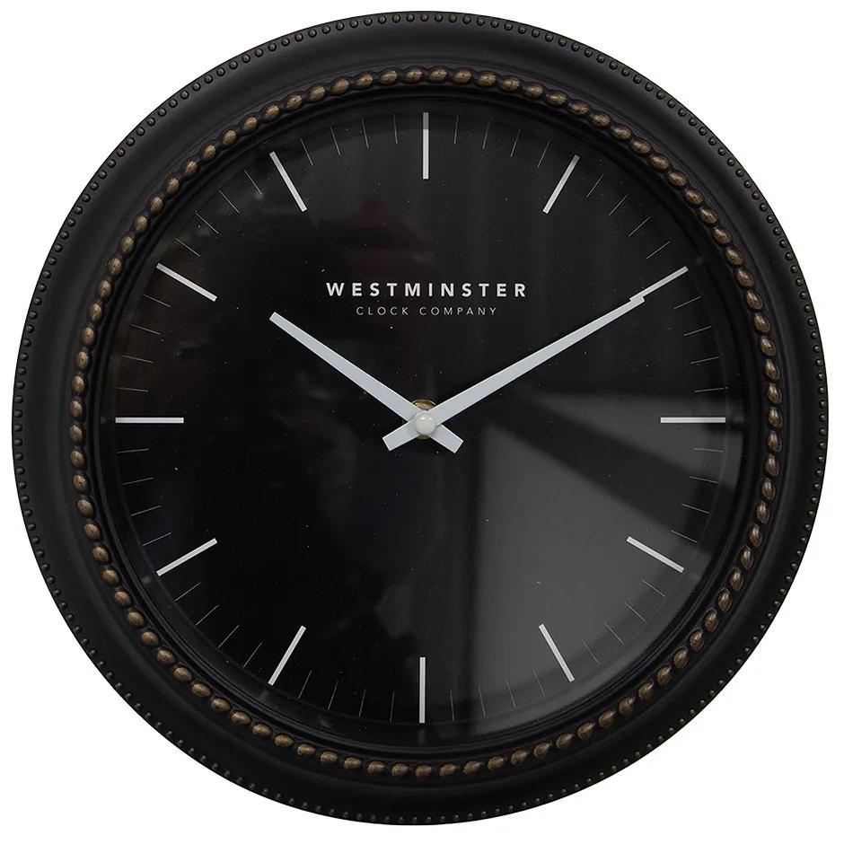 Čierne antik nástenné hodiny Westminster - Ø 28*5 cm / 1*AA