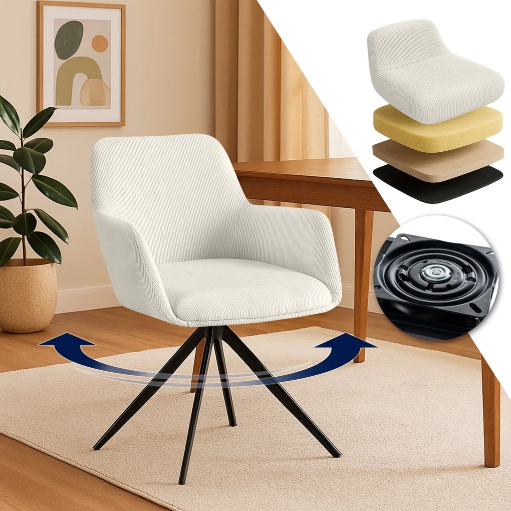 Jedálenská stolička Olema látka cord - krémová