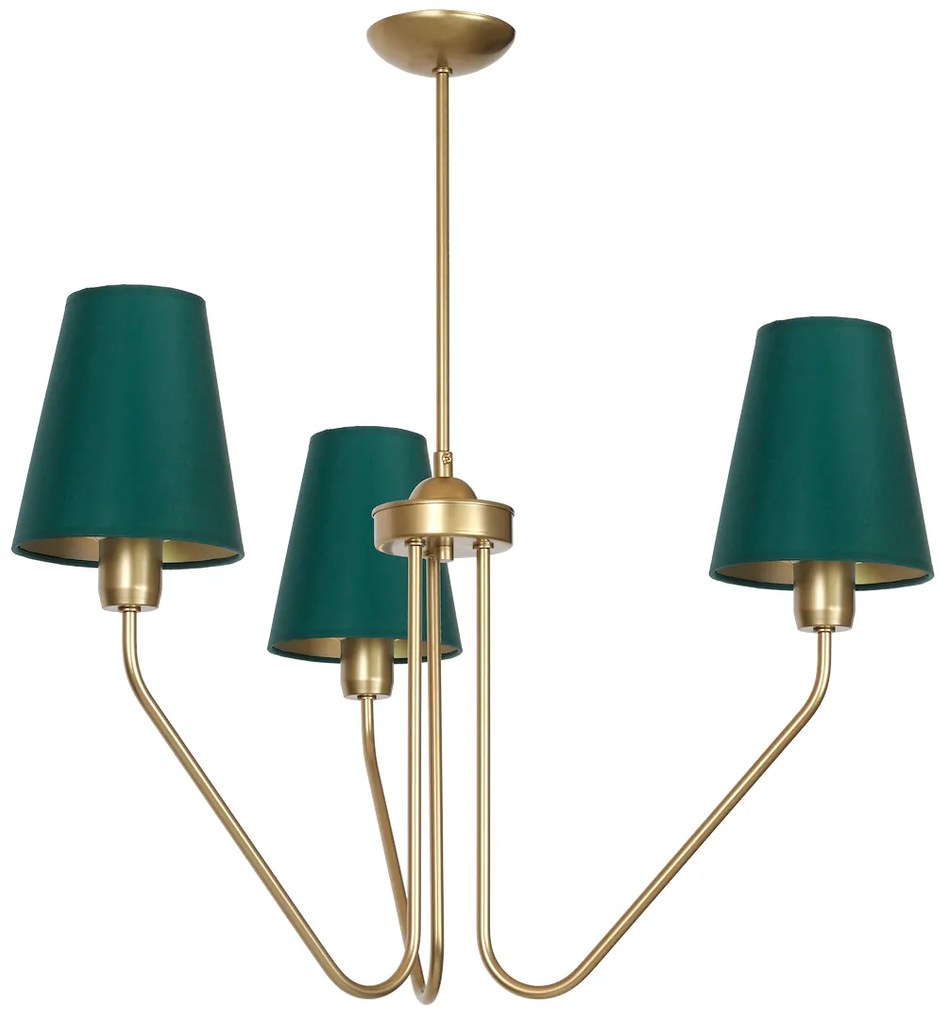 Luster Victoria, 3x zelené textilné tienidlo, g