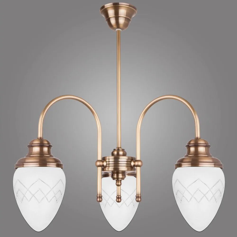 Kemar RI/3/M - Luster na tyči RINAMA 3xE27/60W/230V mosadz
