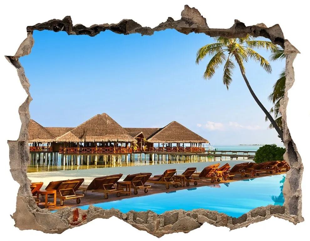 Nálepka fototapeta 3D Plavecký bazén na maldivách nd-k-84412154