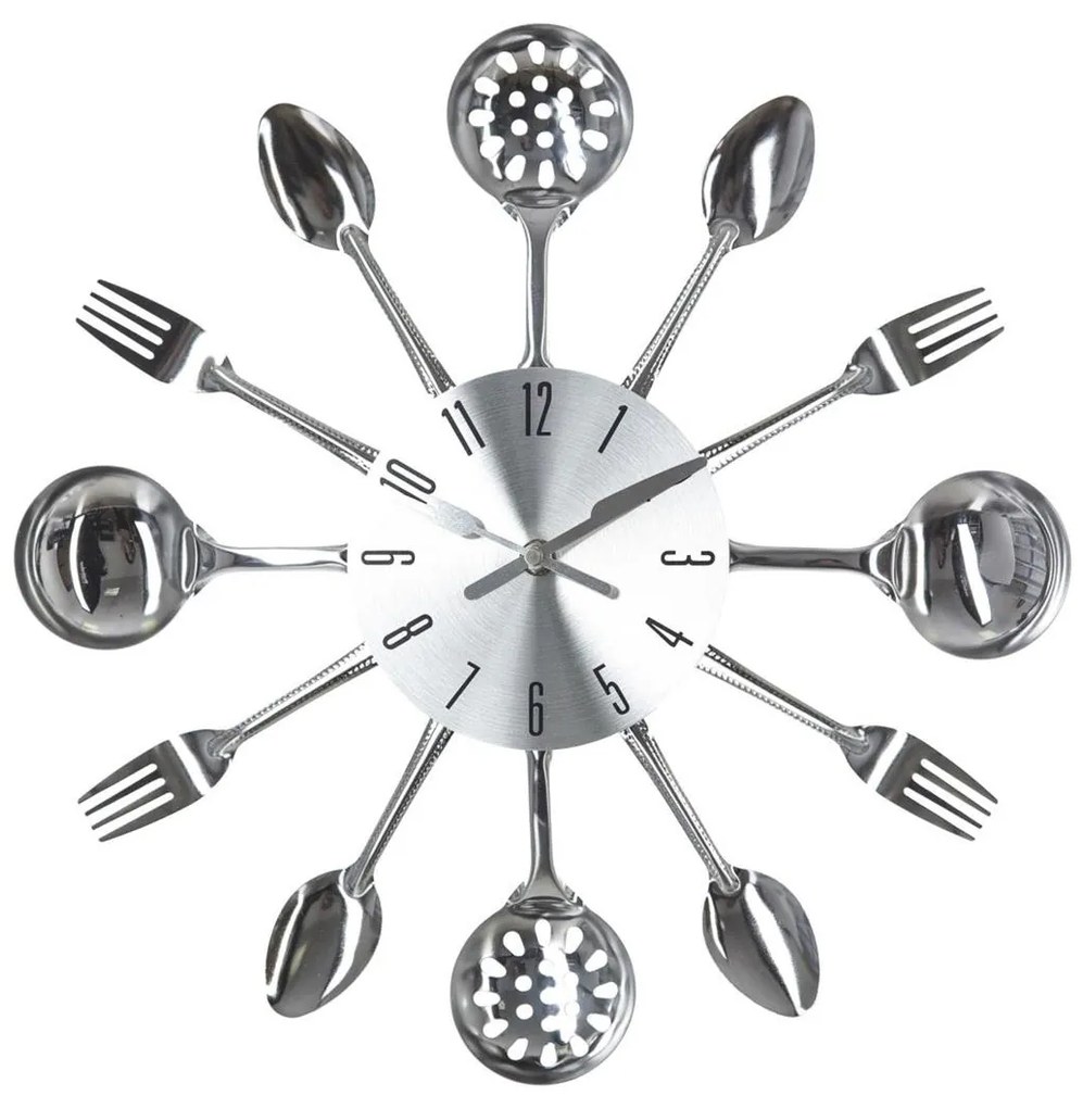 Nástenné hodiny Cutlery, chrómová