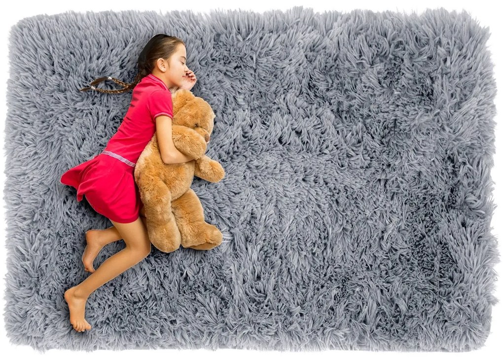 Plyšový detský koberec MAX - ŠEDÝ