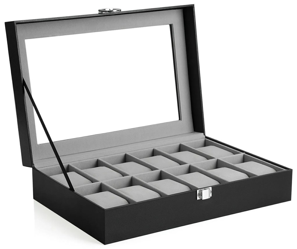 Box na hodinky Watch, 30x8,5x21 cm, čierna/sivá