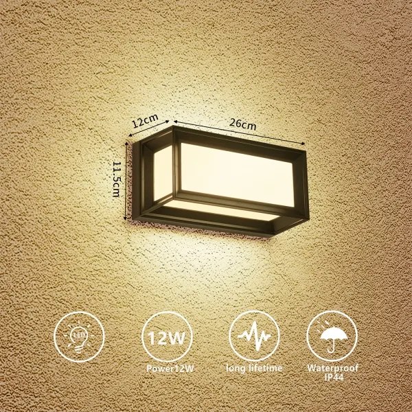 Brilagi - LED vonkajšie nástenné svietidlo PARKER LED/12W/230V čierne IP44