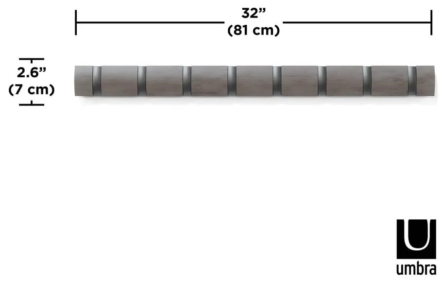 Sivý nástenný vešiak z topoľového dreva Flip - Umbra