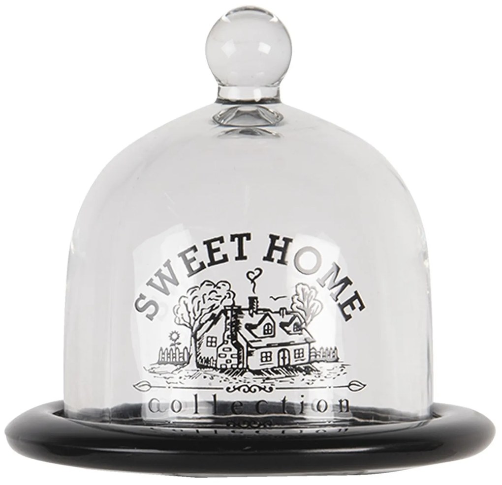 Sklenený poklop Sweet Home s čiernou miskou - Ø 13 cm