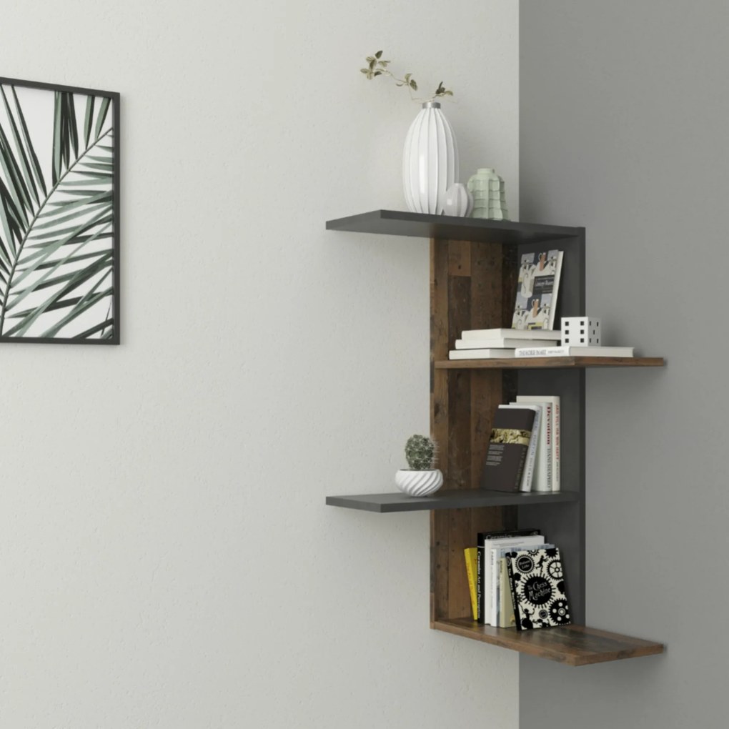 Sconto Nástenný regál HAARLEM hnedá