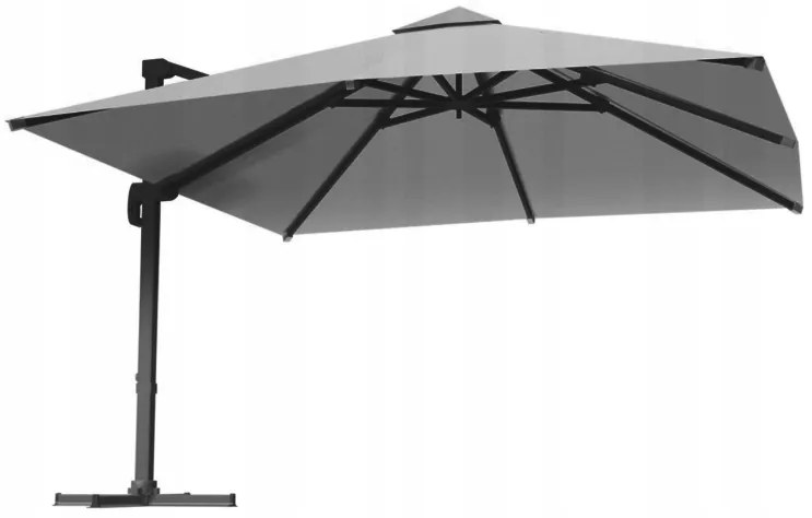 Štýlový sivý slnečník MINI ROMA 2,5 × 2,5 m