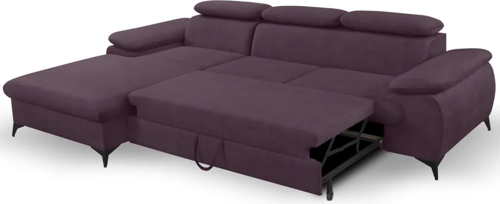 Rohová sedacia súprava Scala, hroznová ružovo-fialová látka, ľavý roh