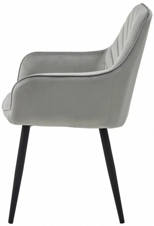 Kreslo NANA - strieborný sivý zamat / čierne nohy
