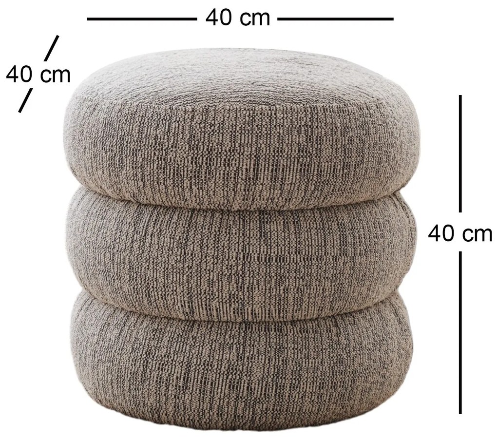 Plyšový puf Boum 40 cm, sivý