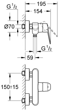 GROHE 33569002 - Sprchová batéria EURODISC COSMOPOLITAN DN 15 lesklý chróm