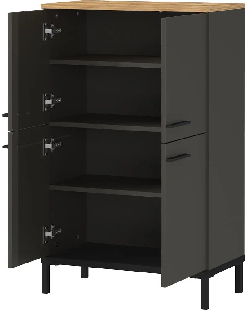 Tmavosivá vysoká kúpeľňová skrinka v dekore duba 60x97 cm Yonkers - Germania