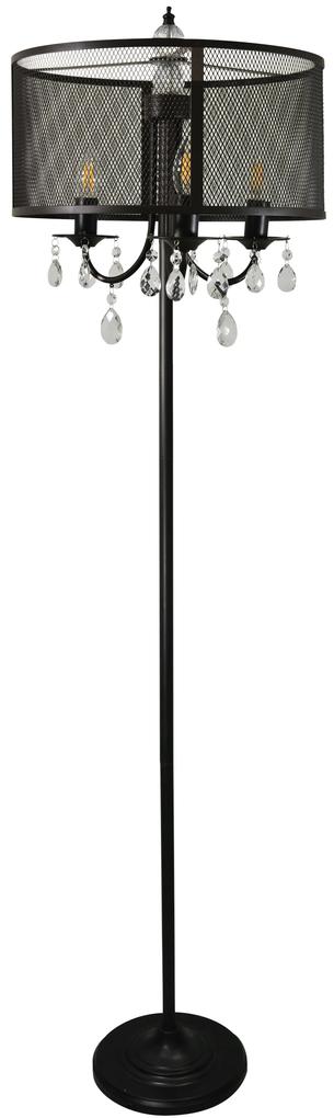 PLX Stojacia lampa v klasickom štýle CHANDLER, 3xE14, 40W, čierna