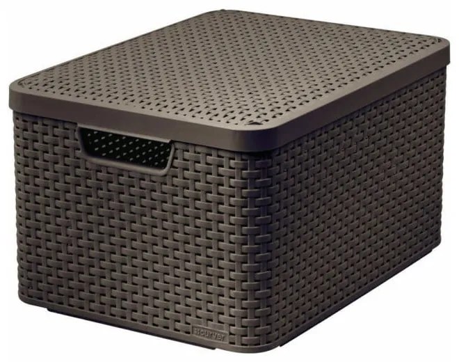 Tmavohnedý plastový úložný box s vekom 33x44,5x25 cm Style – Curver
