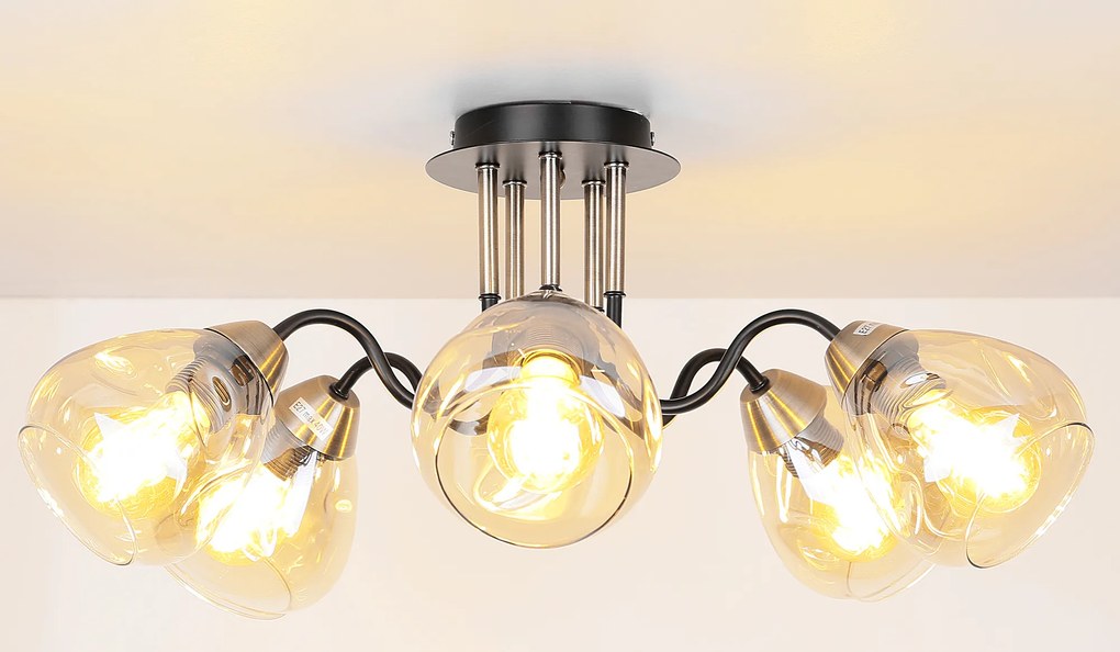 Candellux Čierno-zlaté stropné svietidlo Unica pre žiarovku 5x E27 35-00897