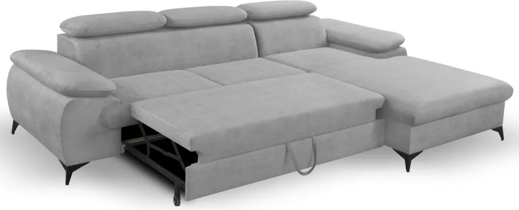 Rohová sedacia súprava Scala, svetlo šedá látka, pravý roh