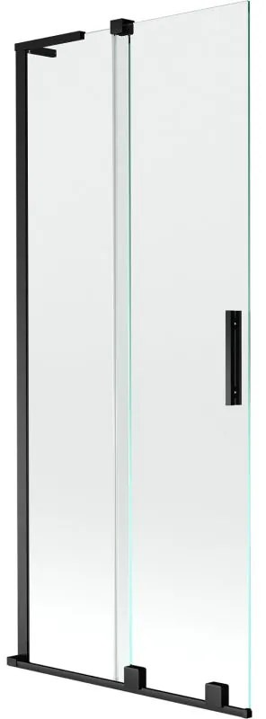 Mexen Velar L, 2-krídlová posuvná vaňová zástena 85 x 150 cm, 8mm číre sklo, čierna matná, 896-085-003-01-70