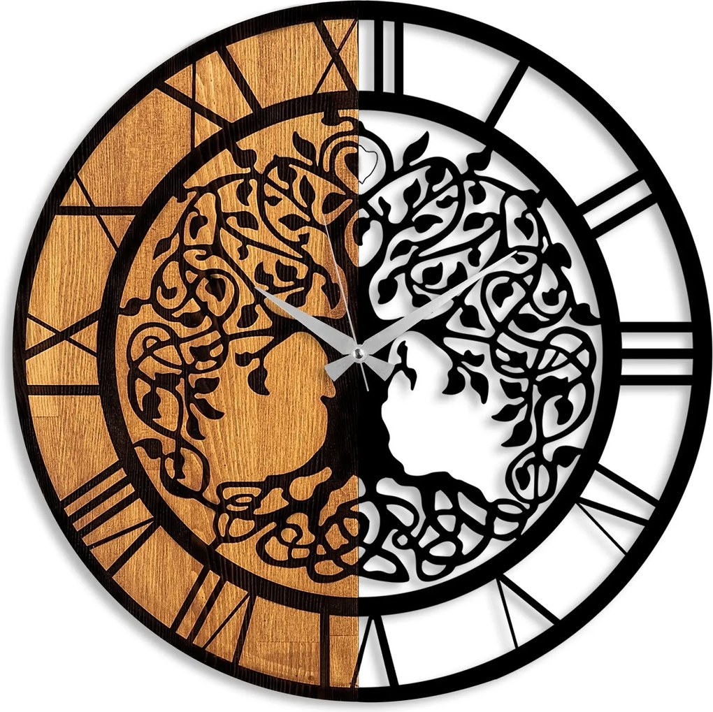 Dekorativní nástěnné hodiny WALLIE TREE LIKE 56 cm ořech/černé