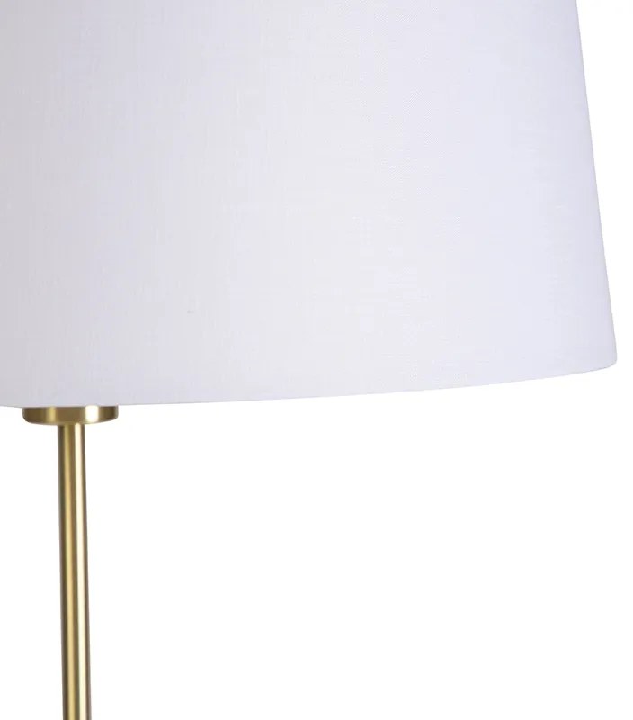 Stojaca lampa zlatá/mosadzná s bielym ľanovým tienidlom 45 cm - Parte