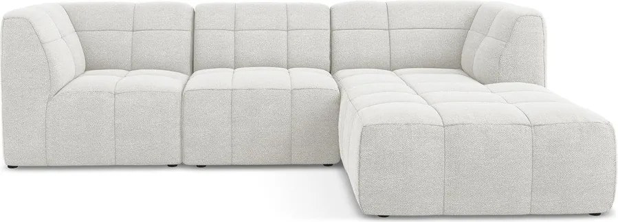 Biela rohová pohovka z textílie buklé (pravý roh/s leňoškou) Aloha – Makamii