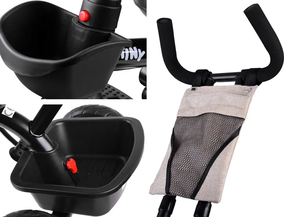 Detská trojkolka Tiny Bike 3 v 1 béžová so strieškou SP0650