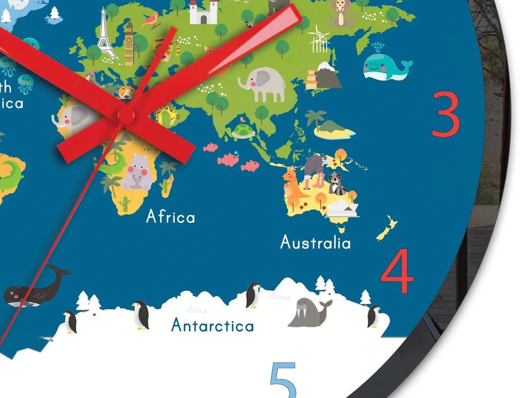 Detské nástenné hodiny Mirro Mapa sveta 30 cm viacfarebné