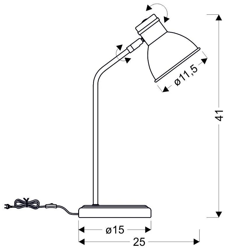 Candellux ZUMBA Stolná lampa 1X40W E14 White Black 41-72078