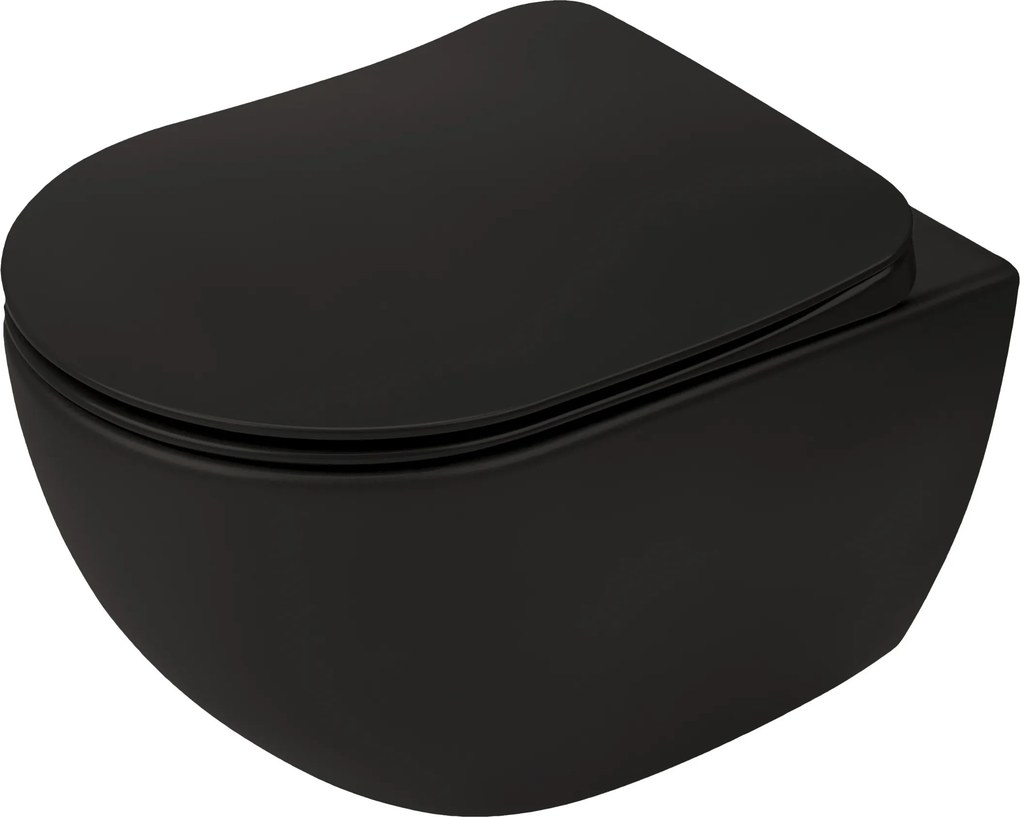 Deante Závesný WC komplet bez príruby Peonia - CDEDNZPW, vrátane SoftClose sedadla, čierna