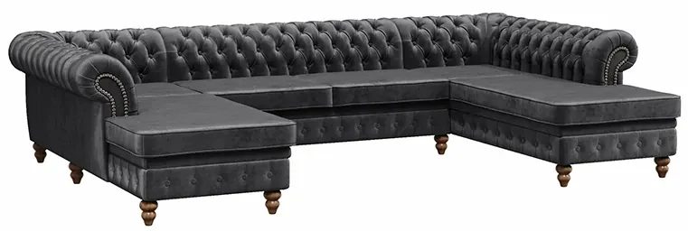 PROXIMA.store - Luxusná sedačka CHESTERFIELD LONG U FARBA NÔH: čierna, DRUH LÁTKY: TORRE - 17, FARBA OZDOBNÝCH ŠPENDLÍKOV: barok