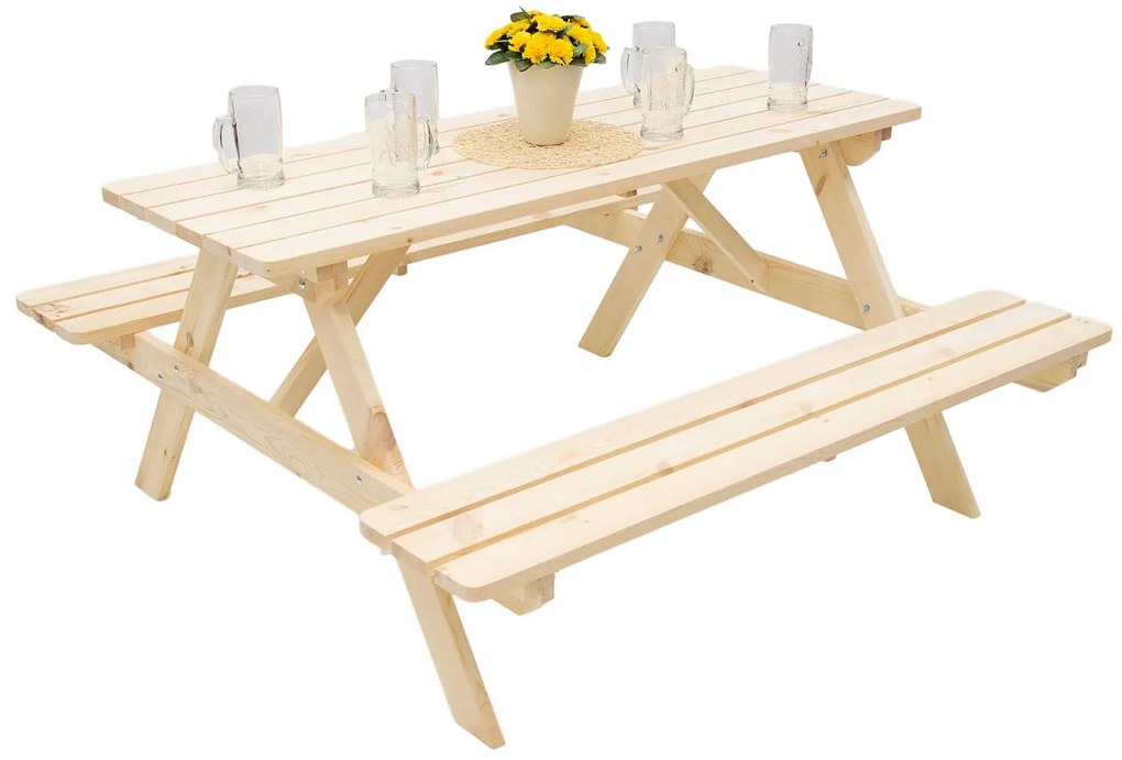 Deokork Masívny drevený pivný set z borovice 160 cm hrúbka 28 mm