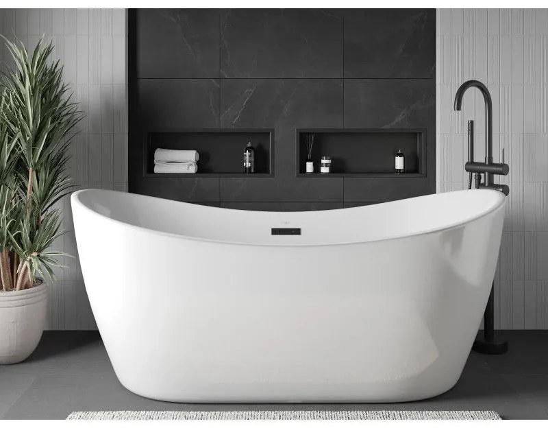 Mexen X-Wall-R, polička na zapustenie na obklad s golierom 60 x 20 cm, čierna matná, 1970602010