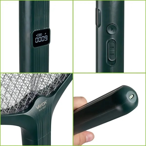 LED elektrický lapač hmyzu 2v1 s LCD, 1200 mAh/5V, zelený