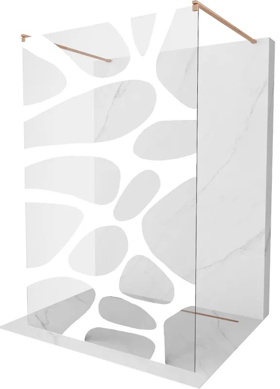 Mexen Kioto, sprchová zástena Walk-In 100 x 200 cm, 8mm číre sklo biely vzor, medený matný profil, 800-100-002-65-97