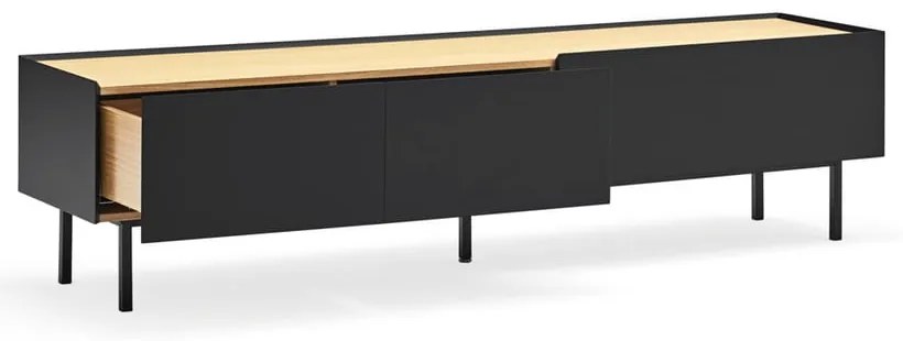 Čierny/v prírodnej farbe TV stolík v dekore duba 180x45 cm Arista – Teulat