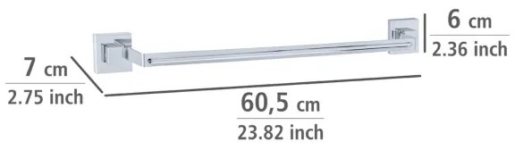 WENKO 22684100-Držiak uterákov VACUUM-LOC QUADRO ED 60,5x6 cm strieborná/lesk. chróm