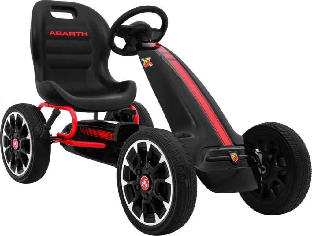 Ramiz ABARTH pedálová motokára pre deti čierna + EVA kolesá + ručná brzda + voľnobeh