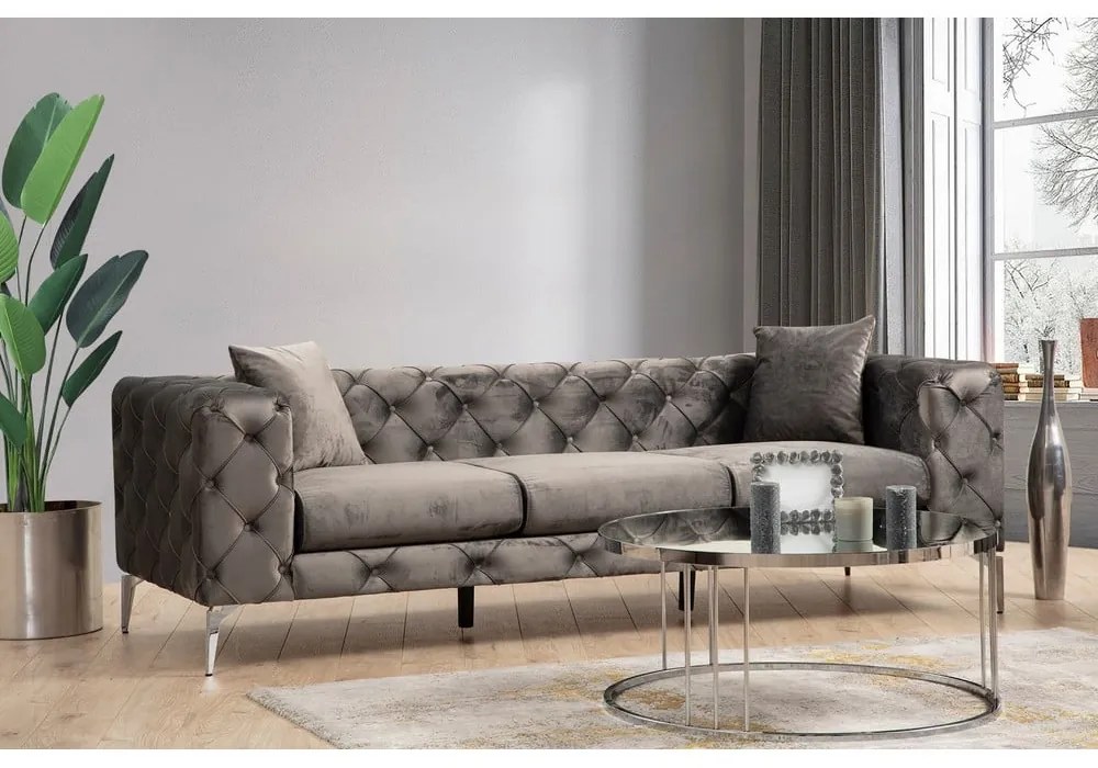 Tmavosivá zamatová pohovka 237 cm Como – Balcab Home