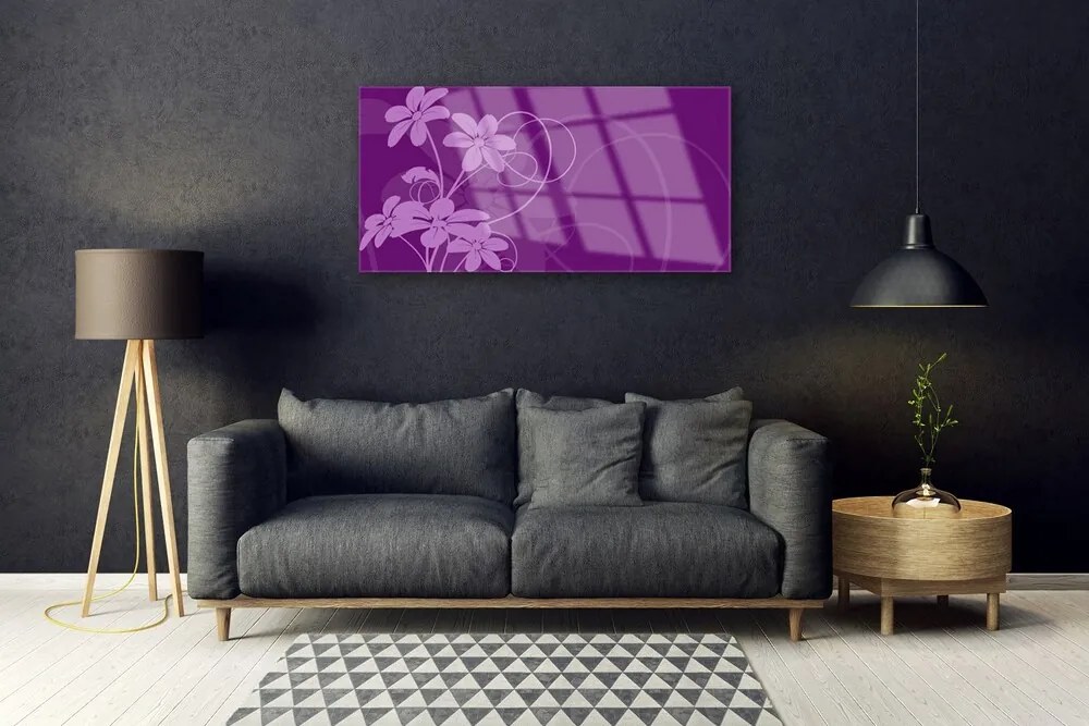 Skleneny obraz Abstrakcja kvety art 140x70 cm