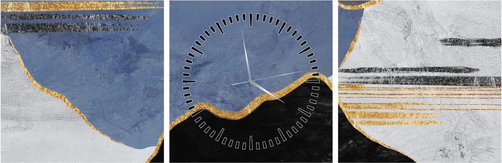 Obraz - Textúrované tvary (s hodinami) (90x30 cm)