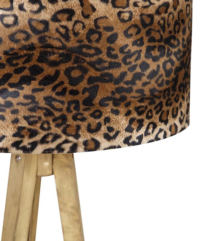 Rustikálny trojnohý stojan s leopardím tienidlom 50 cm - Tripod Classic