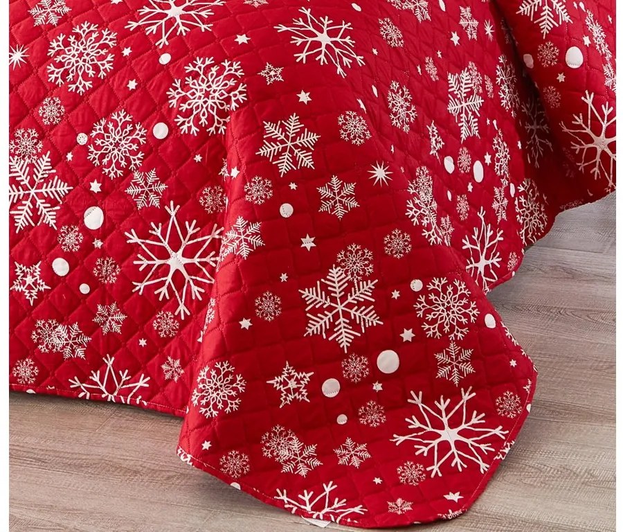 Prehoz na posteľ SNOWFALL červený Rozmer: 170 x 210 cm