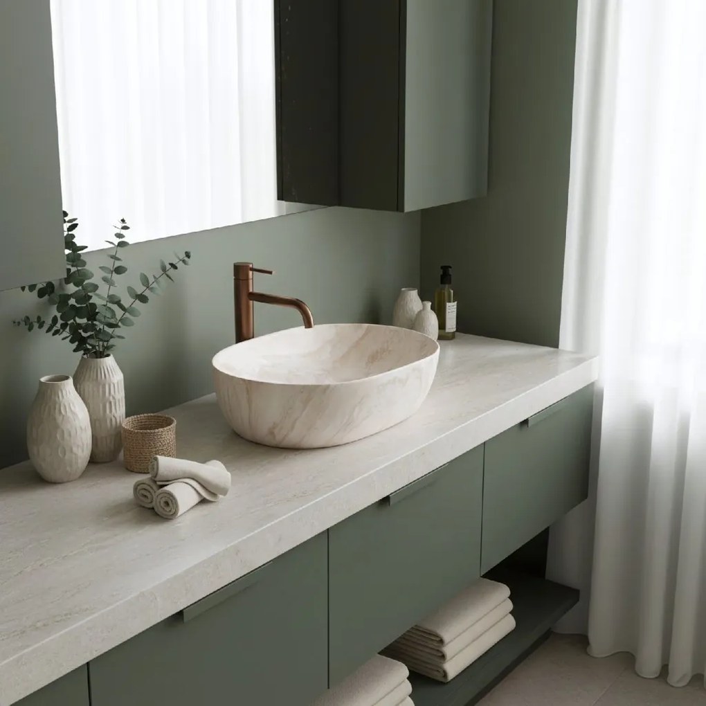 Rea Amelia Callisto, umývadlo na dosku 480x345x135 mm, imitácia kameňa, REA-U0637